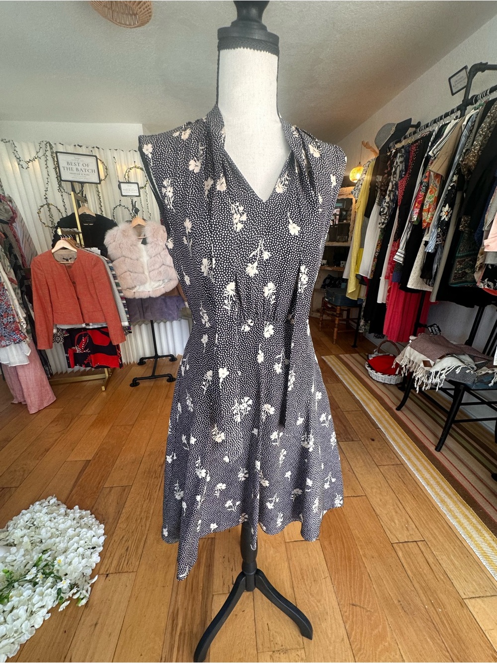 Tailored by Rebecca Taylor Polka Dot Floral Dress